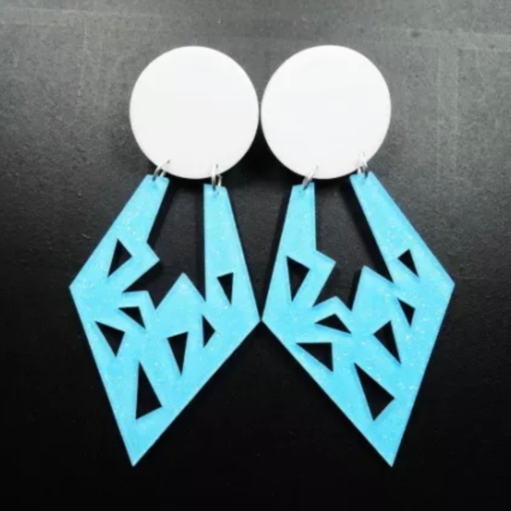 NWT Geometric Acrylic Blue Post Earrings